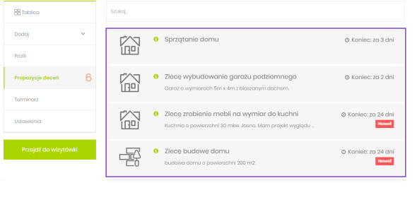 Propozycje zleceń w Taelo.pl- lista zleceń