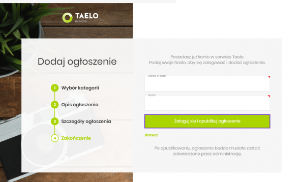 Jak dodać ogłoszenie w Taelo.pl- Szczegóły ogłoszenia
